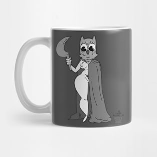 Cute but Creepy Owl Girl in Black & White Mug